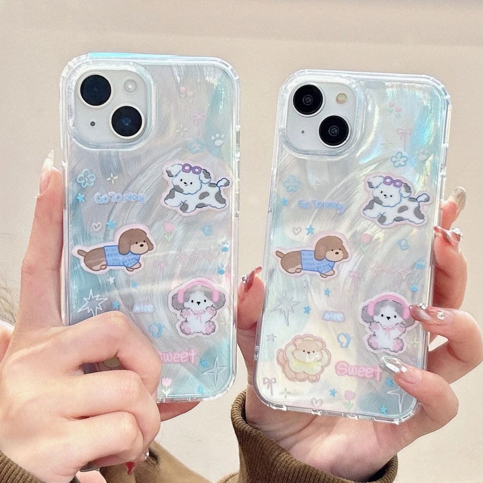 (Buy 1 Get 1) Sparkling Starry Pup Glimmer Case With AirPods Pro Case For iPhone