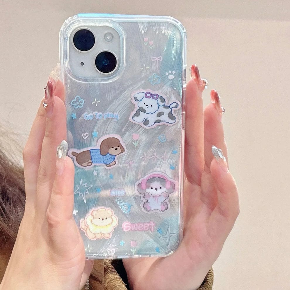 (Buy 1 Get 1) Sparkling Starry Pup Glimmer Case With AirPods Pro Case For iPhone