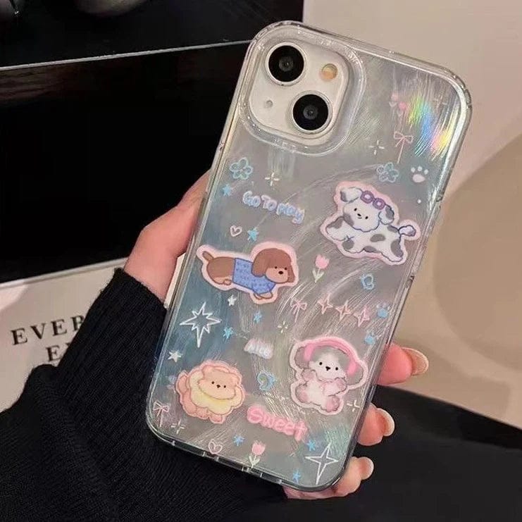 (Buy 1 Get 1) Sparkling Starry Pup Glimmer Case With AirPods Pro Case For iPhone