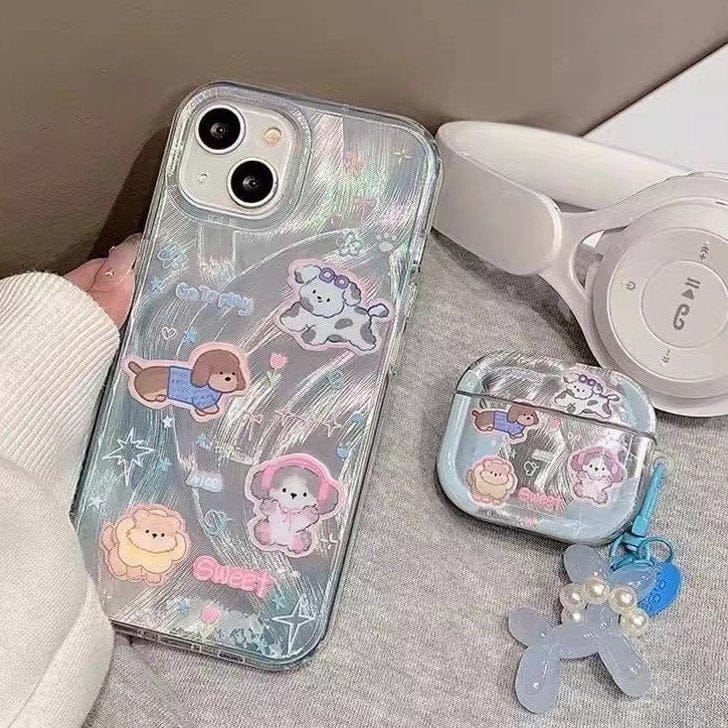 (Buy 1 Get 1) Sparkling Starry Pup Glimmer Case With AirPods Pro Case For iPhone