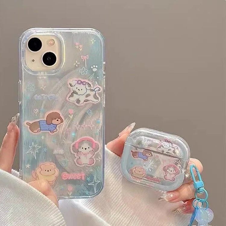 (Buy 1 Get 1) Sparkling Starry Pup Glimmer Case With AirPods Pro Case For iPhone