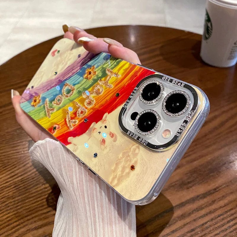 (Buy 1 Get 1) Rainbow Rabbit Oil Painting Case For iPhone