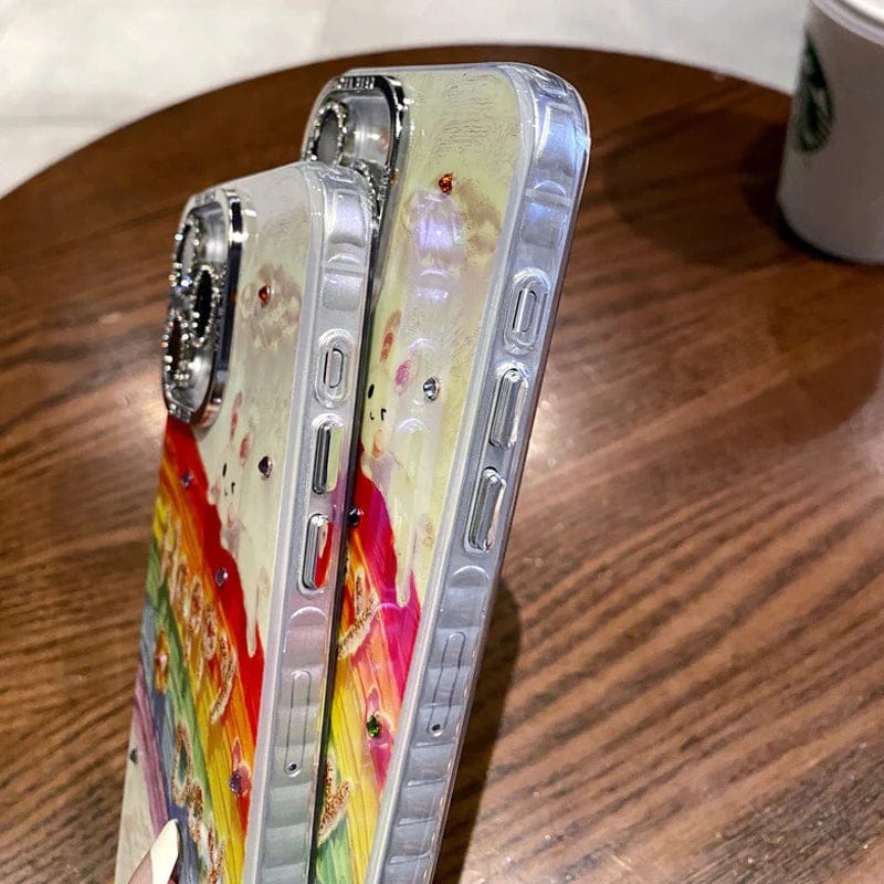 (Buy 1 Get 1) Rainbow Rabbit Oil Painting Case For iPhone