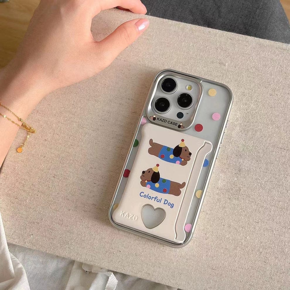 (Buy 1 Get 1) Playful Pooch Card Holder Case For iPhone