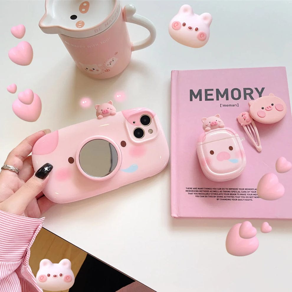 (Buy 1 Get 1) Piggy Perk Cartoon Phone Case With Airpods Case For iPhone