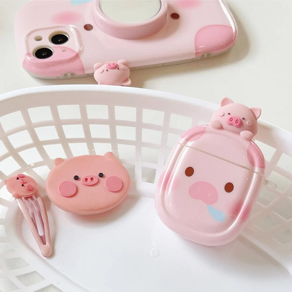 (Buy 1 Get 1) Piggy Perk Cartoon Phone Case With Airpods Case For iPhone