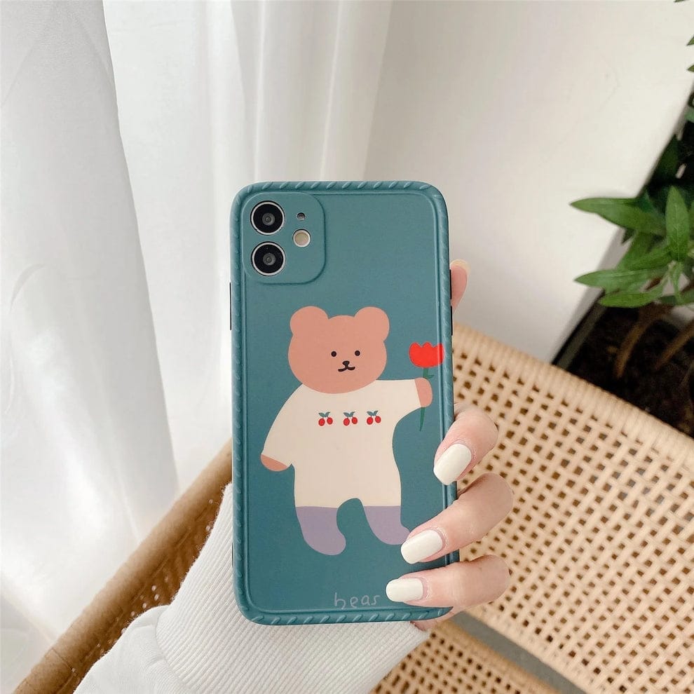 (Buy 1 Get 1) Korean Dancing Teddy Bear Case For iPhone