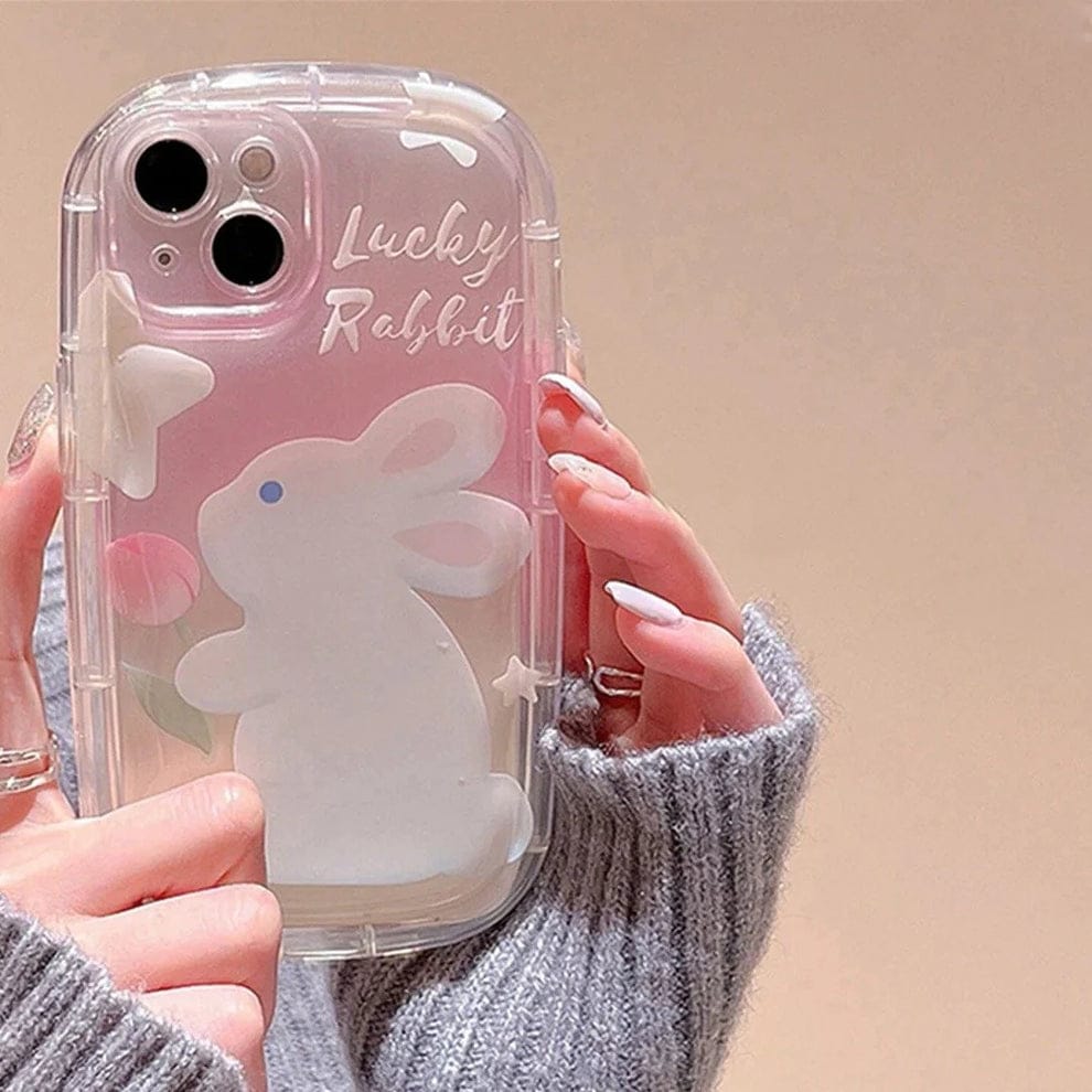 (Buy 1 Get 1) Furry Elegance Rabbit Tail Phone Case With Airpods Case For iPhone