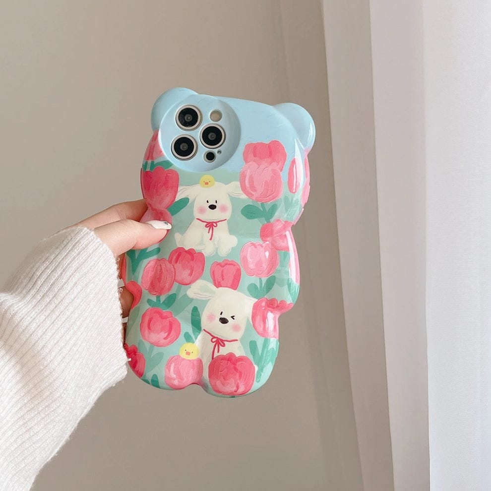 (Buy 1 Get 1) Floral Pup Paradise Pattern Case For iPhone