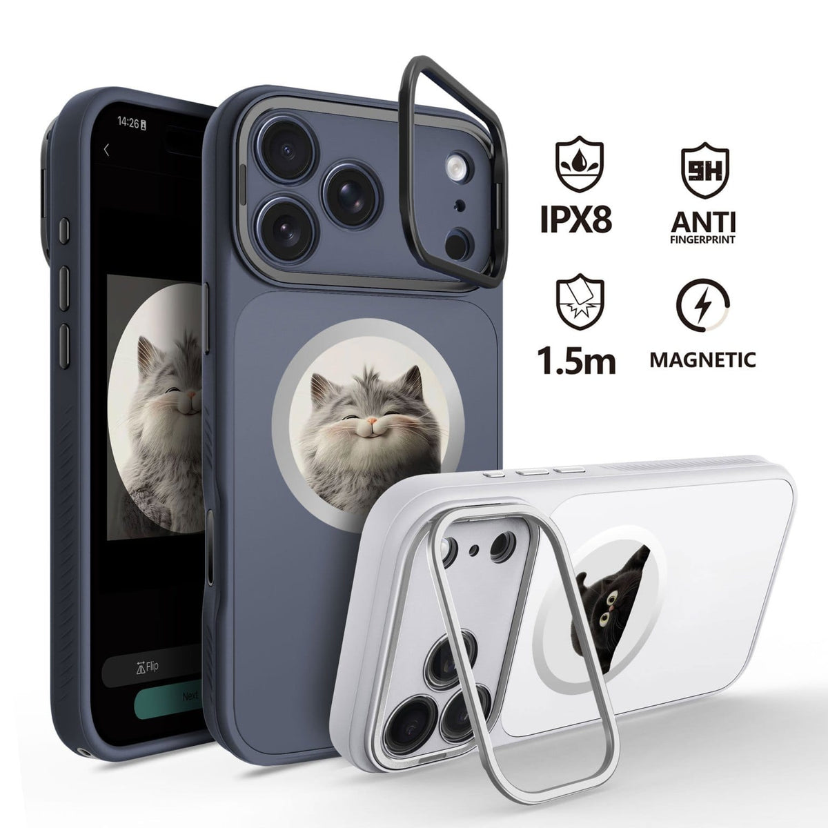 (Buy 1 Get 1) Ultra Thin Shockproof Magsafe Smart e-Ink Phone Case WIth Camera Lens Protection & Hidden Kickstand