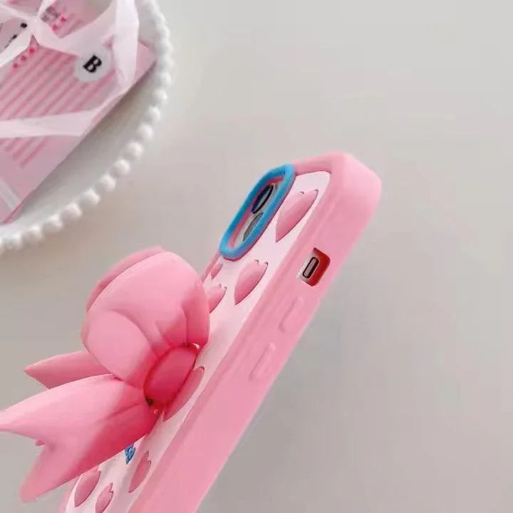 (Buy 1 Get 1) Cute Girl Bow Holder Soft Silicone Mobile Phone Case for iPhone