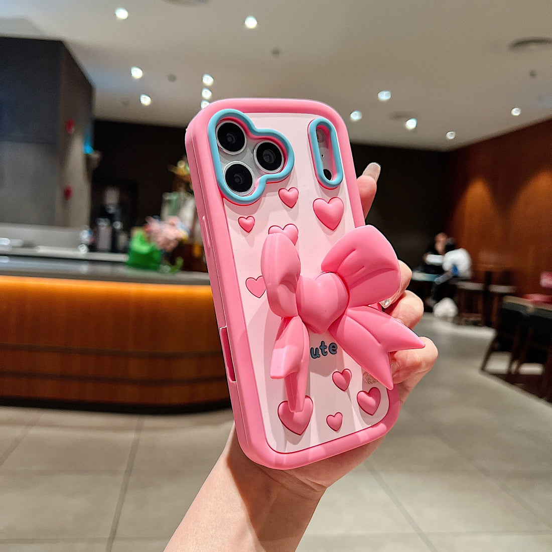 (Buy 1 Get 1) Cute Girl Bow Holder Soft Silicone Mobile Phone Case for iPhone