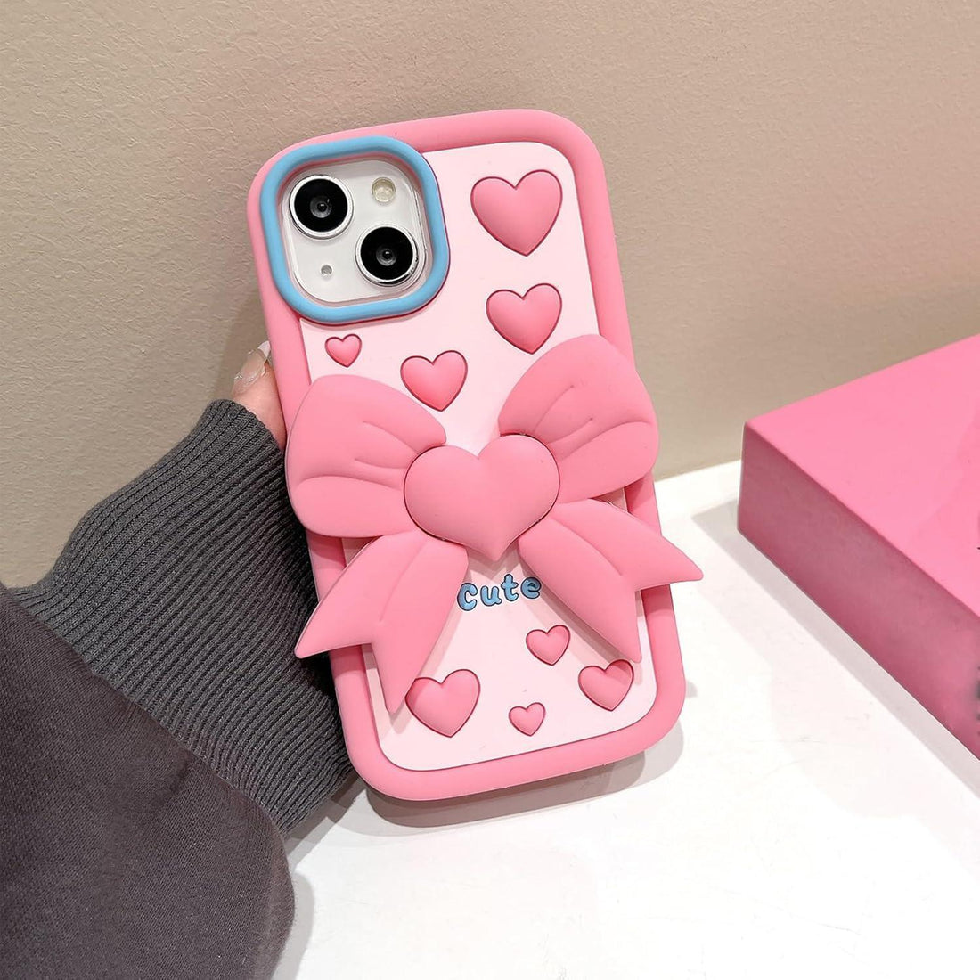 (Buy 1 Get 1) Cute Girl Bow Holder Soft Silicone Mobile Phone Case for iPhone