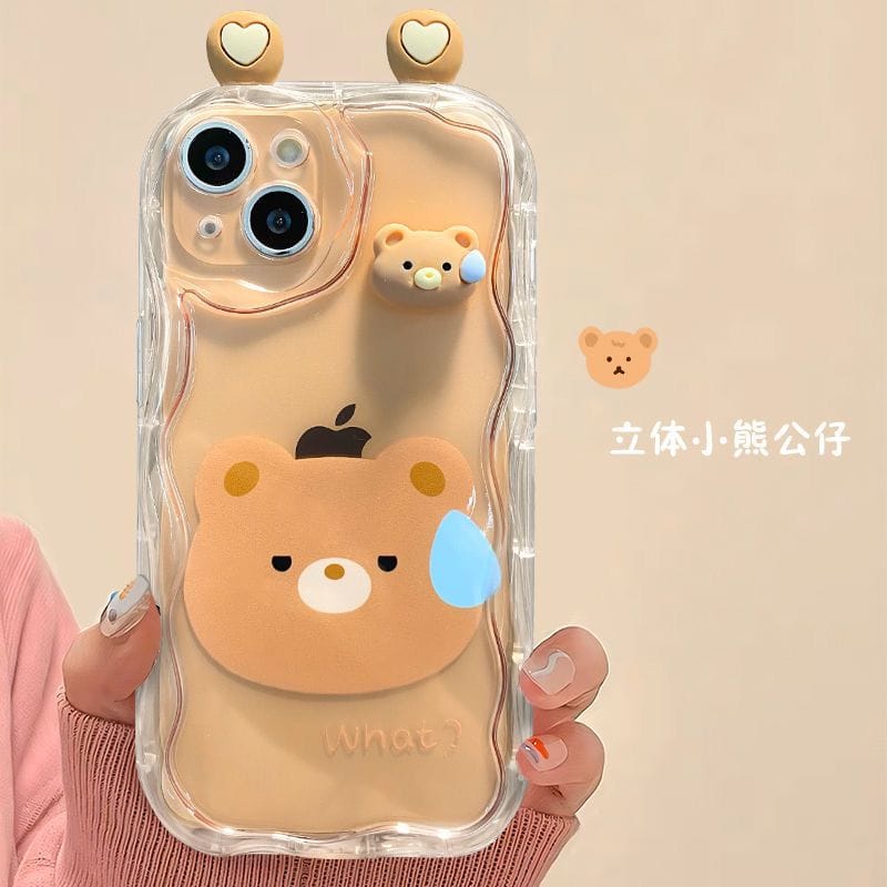 (Buy 1 Get 1) Transparent Cute 3D WHAT Cover For iPhone