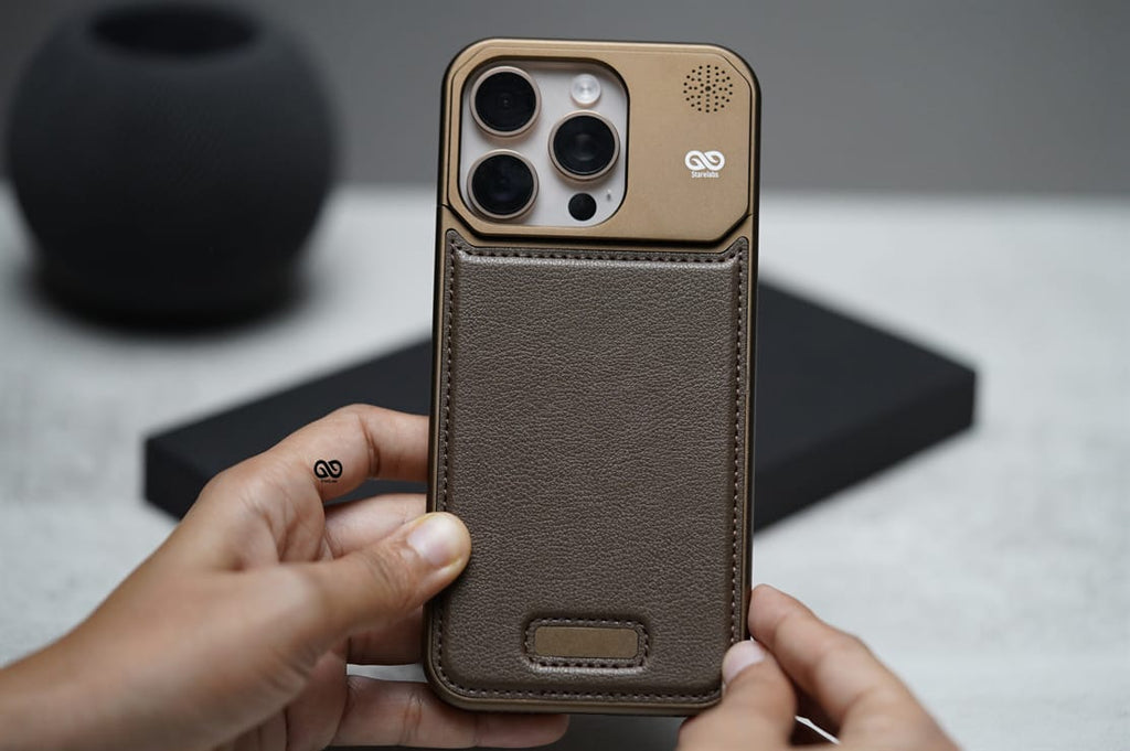 (Buy 1 Get 1) Titanium Frame Vegan Leather Case For iPhone