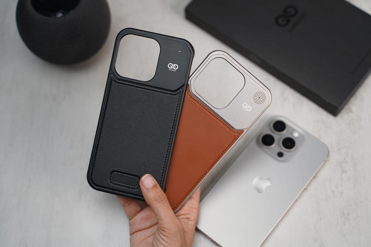 (Buy 1 Get 1) Titanium Frame Vegan Leather Case For iPhone