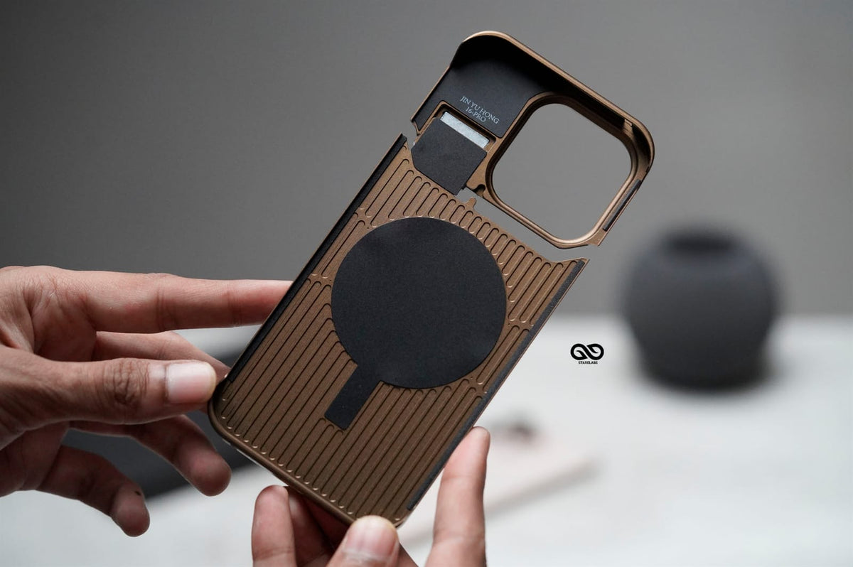 (Buy 1 Get 1) Titanium Frame Vegan Leather Case For iPhone